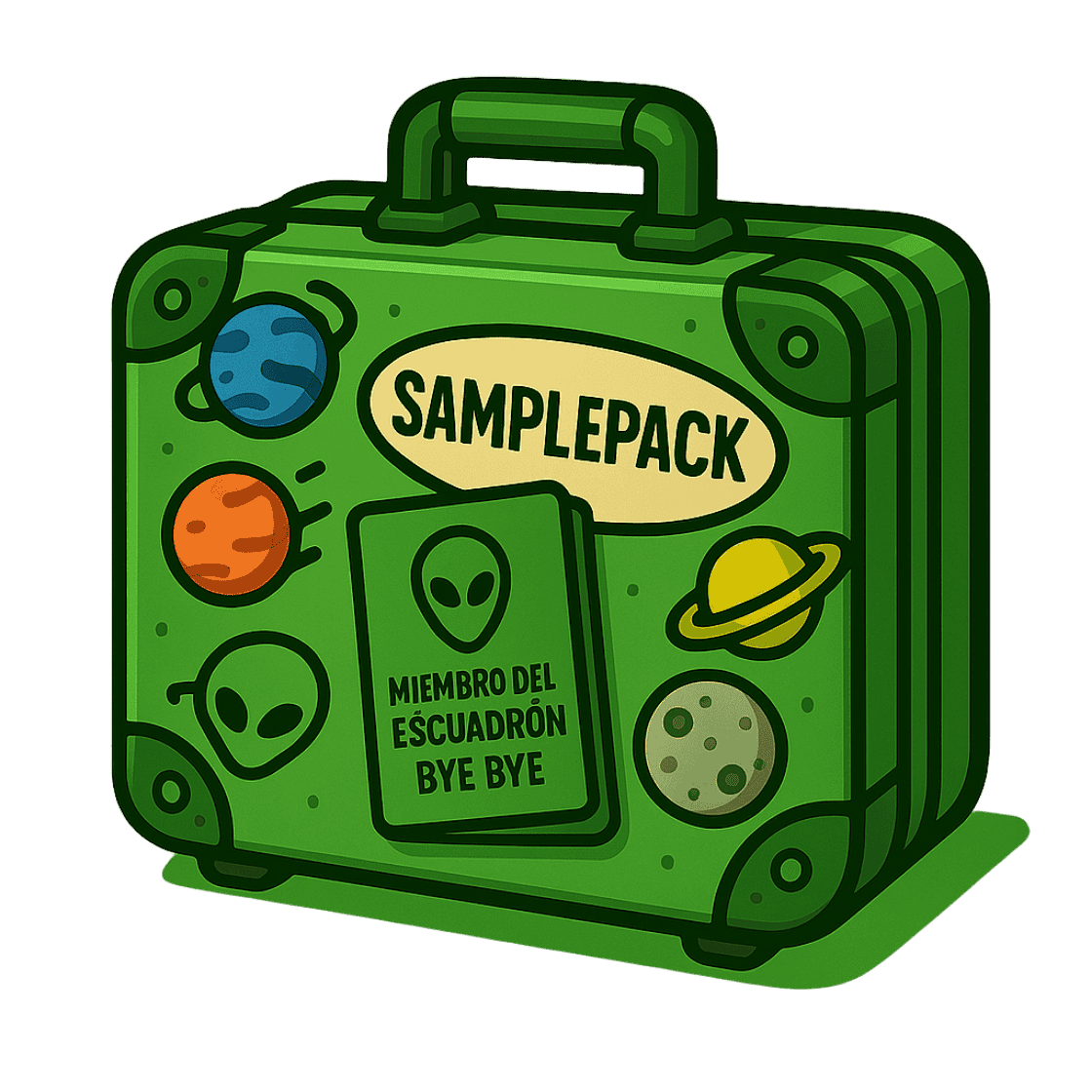Maleta verde con samplepacks en su interior